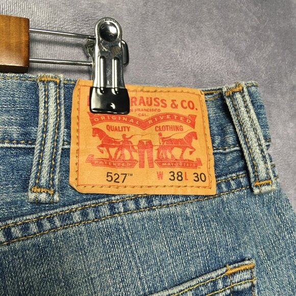 Levis Mens 527‎ Slim Boot Fit Blue Jeans size 38x30 Cotton Denim Pants Light - Picture 6 of 15